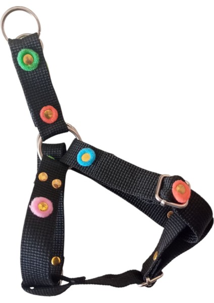 Köpek Göğüs Tasması Minik Irk Ponponlu Zımbalı Göğüs Ölçüsü:25-40cm Ayarlamalı Dog Harness Gt3-43