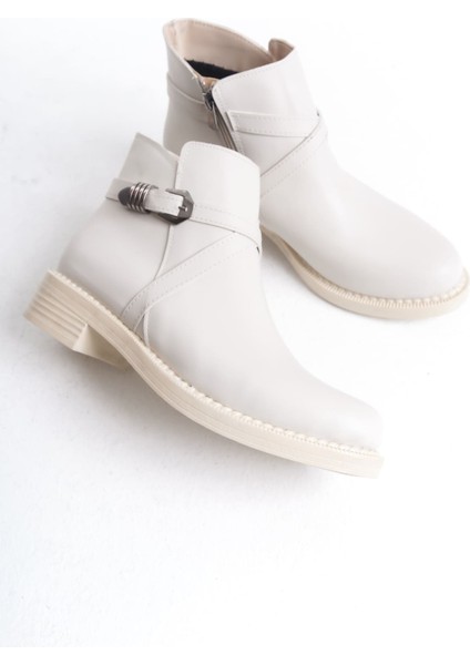 Jet-Almıla Fermuarlı Lastikli Ortopedik Taban Topuklukadın Bot Ckt - Krem indirimleri