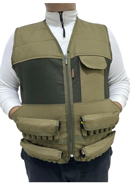 Haki Avcı Yeleği - 30 Fişek Kapasiteli - 12 Kalibre