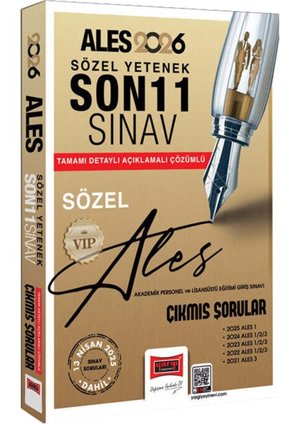 2026 Ales Vıp Sözel-Sayısal Yetenek Son 11 Sınav Detaylı Açıklamalı Çözümlü Çıkmış Sorular-3 Deneme modelleri