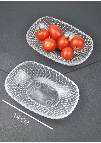 2'li Cam Kase Sunum Kayık Tabak Meze Tabağı Çerezlik Kasesi 15CM- Vera