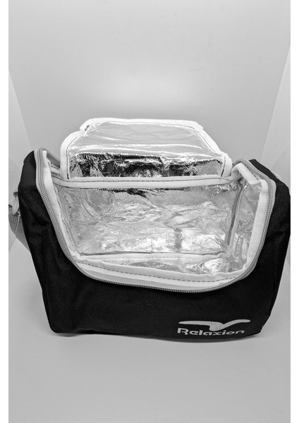 Termoslu Okul Beslenme Çantası Siyah Termal Lunch Box Çocuk Yetişkin