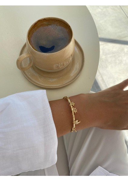 Deniz Yıldızı ve Balık Figür Zirkon Taşlı Charm Ayarlanabilir Açık Gold Bileklik fiyatları