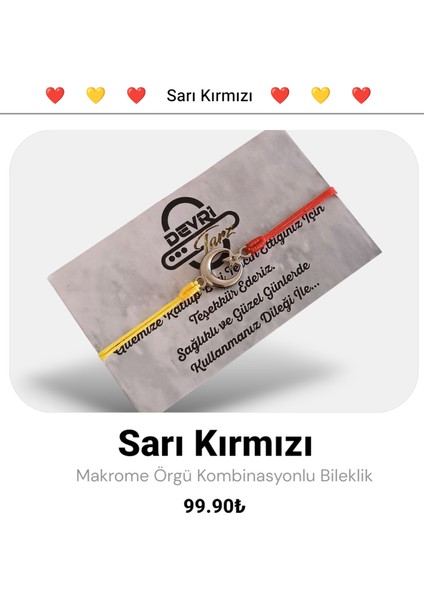 Sarı Kırmızı El Yapımı Makrome Örgü Bileklik Tasarım