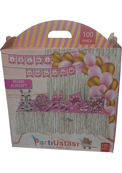 Parti Seti pembe konsept parti seti parti malzemeleri doğum günü parti seti