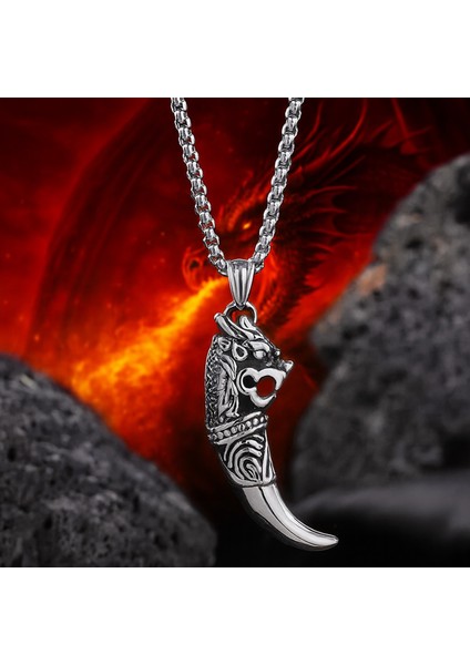 Cesaretin Simgesi Ejderha Diş Kolye