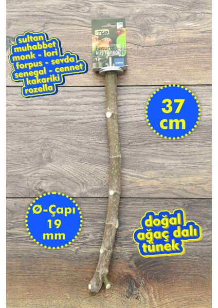 Venty 37 cm Doğal Papağan Tüneği | Dal Tünek | Sultan, Monk, Lori, Konur, Senegal, Yavru Jako, Yavru Amazon, Yavru Alex. - T407