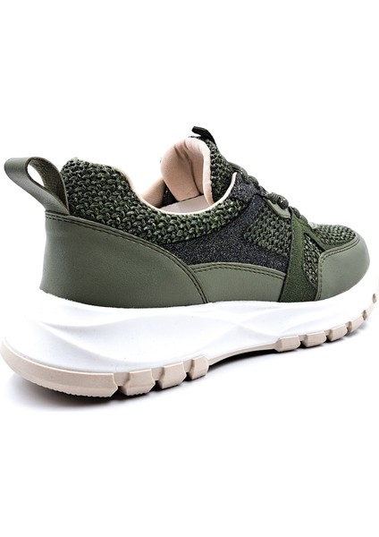 B260914 Tüvit Kumaş Detaylı Haki Yeşil Kadın Sneaker Ayakkabı modelleri