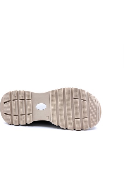 B260914 Tüvit Kumaş Detaylı Haki Yeşil Kadın Sneaker Ayakkabı