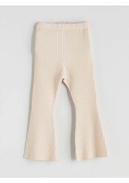 Lcw Kids Beli Lastikli Ispanyol Paça Kız Çocuk Triko Tayt (W5)