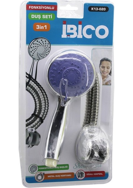 Vakumlu AMBALAJ3İN1DUŞ Seti Fonksiyonlu Duş Başlık - Metal Duş Hortum - Mafsal=askı Vidalı fiyatları