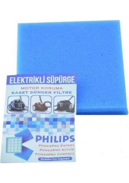 Hgnm E Tradıng Philips Pro Compact Pro Active Uyumlu Mavi Kaset Sünger Filtre 2'li Paket