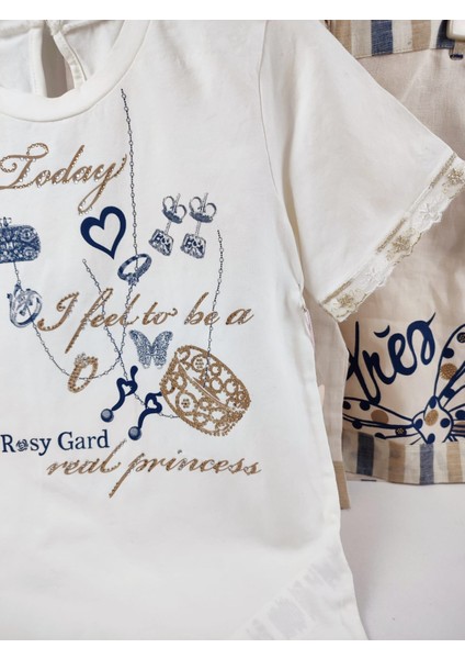 Kısa Kollu Baskılı Tişört ve Keten Şort Kız Çocuk 2'li Takım fiyatları