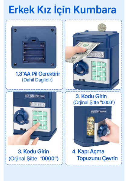 Şifreli Elektronik Atm Kumbarası – Çocuklar Için Eğlenceli ve Güvenli Para Biriktirme Kutusu modelleri