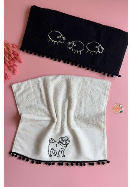 Africa Dog & Sheep | 2'li Nakışlı El Havlusu – %100 Pamuk, Şık, Etnik Tasarım Havlu Seti (50X90 Cm) fiyatları