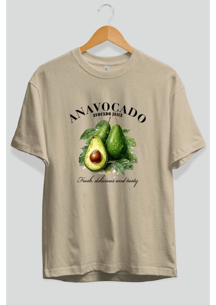 Avocado Avokado Ön Baskılı Oversize T-Shirt Erkek Kadın Pamuk Bisiklet Yaka Tişort fiyatları