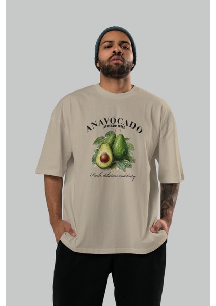 Avocado Avokado Ön Baskılı Oversize T-Shirt Erkek Kadın Pamuk Bisiklet Yaka Tişort fırsatları