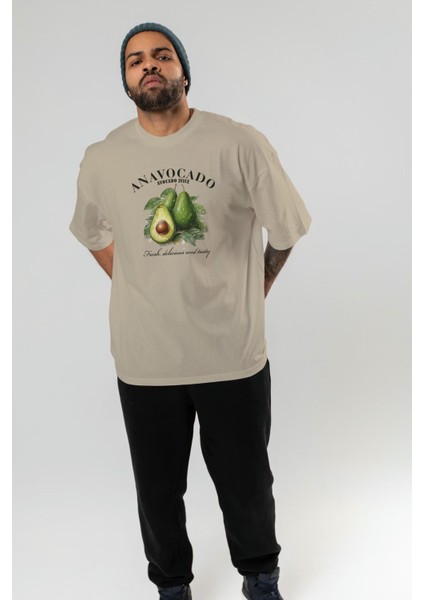 Avocado Avokado Ön Baskılı Oversize T-Shirt Erkek Kadın Pamuk Bisiklet Yaka Tişort indirimleri