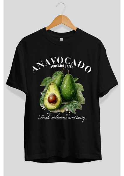 Avocado Avokado Ön Baskılı Oversize T-Shirt Erkek Kadın Pamuk Bisiklet Yaka Tişort fiyatları