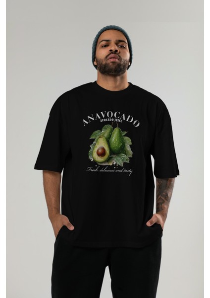 Avocado Avokado Ön Baskılı Oversize T-Shirt Erkek Kadın Pamuk Bisiklet Yaka Tişort fırsatları