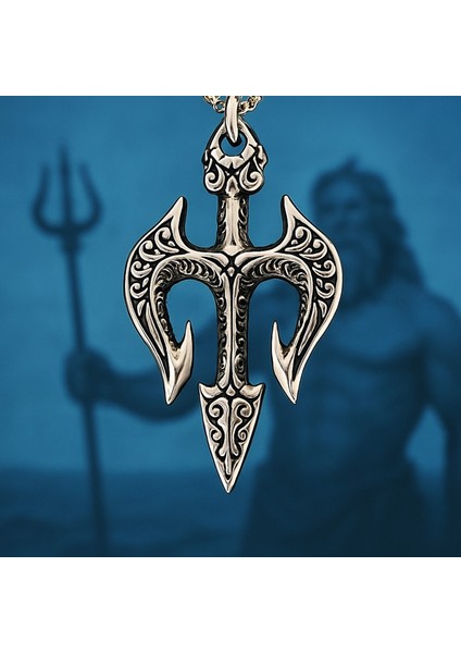 Paslanmaz Çelik Neptune Trident Gladyatör Poseidon Mızrak Erkek Kolye