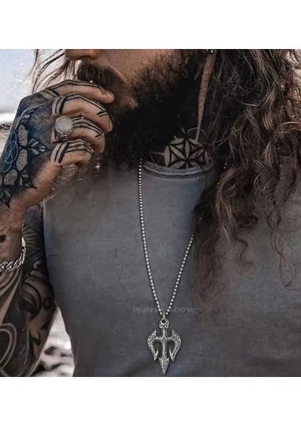 Paslanmaz Çelik Neptune Trident Gladyatör Poseidon Mızrak Erkek Kolye fiyatları