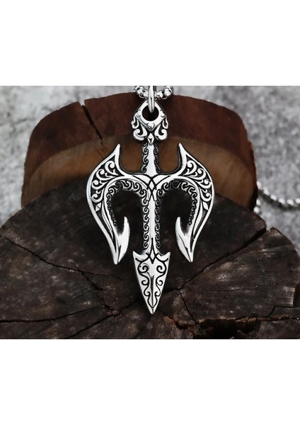 Paslanmaz Çelik Neptune Trident Gladyatör Poseidon Mızrak Erkek Kolye indirimleri