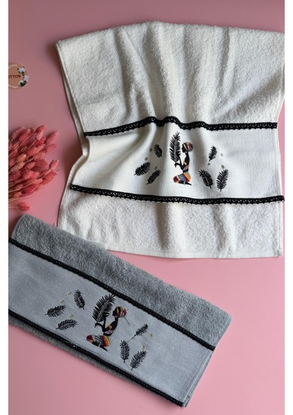 Zahara ve Camel | 3'lü Nakışlı El Havlusu – % 100 Pamuk, Şık, Etnik Tasarım Havlu Seti (50X90 Cm) modelleri