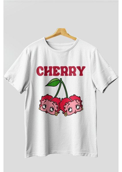 Cherry Cherries 10 Ön Baskılı Oversize T-Shirt Erkek Kadın Pamuk Bisiklet Yaka Tişort modelleri