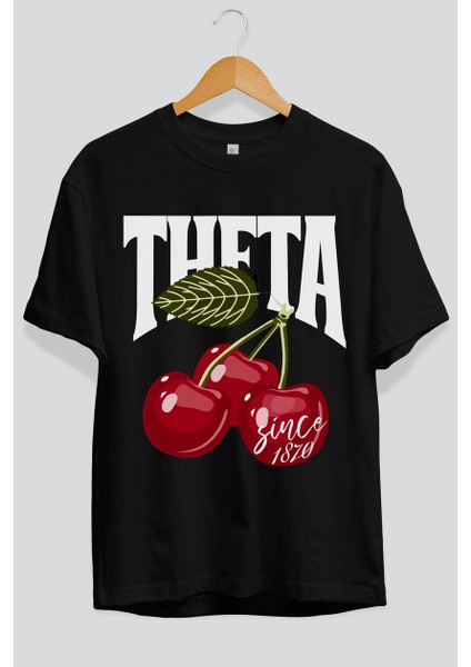 Theta Cherry Cherries Ön Baskılı Oversize T-Shirt Erkek Kadın Pamuk Bisiklet Yaka Tişort fiyatları