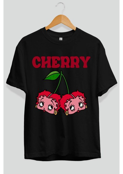 Cherry Cherries 10 Ön Baskılı Oversize T-Shirt Erkek Kadın Pamuk Bisiklet Yaka Tişort fiyatları