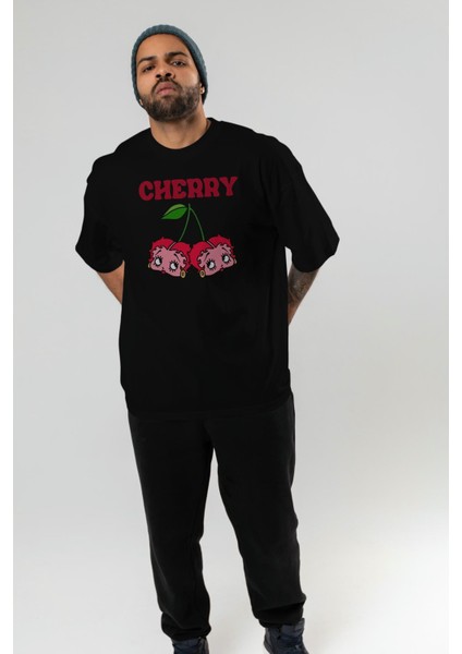 Cherry Cherries 10 Ön Baskılı Oversize T-Shirt Erkek Kadın Pamuk Bisiklet Yaka Tişort indirimleri