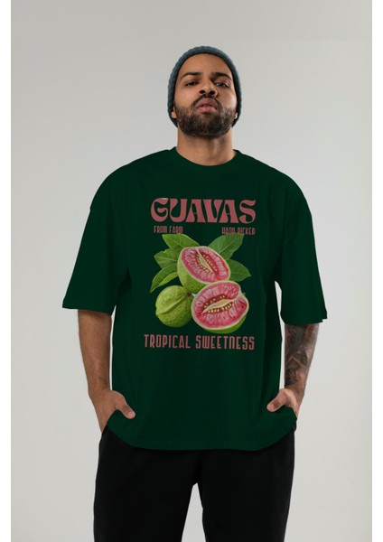 Guavas Ön Baskılı Oversize T-Shirt Erkek Kadın Pamuk Bisiklet Yaka Tişort modelleri