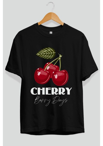 Cherry Cherries 12 Ön Baskılı Oversize T-Shirt Erkek Kadın Pamuk Bisiklet Yaka Tişort fiyatları