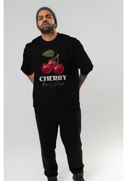 Cherry Cherries 12 Ön Baskılı Oversize T-Shirt Erkek Kadın Pamuk Bisiklet Yaka Tişort indirimleri