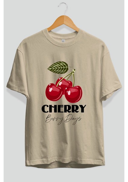 Cherry Cherries 12 Ön Baskılı Oversize T-Shirt Erkek Kadın Pamuk Bisiklet Yaka Tişort fiyatları