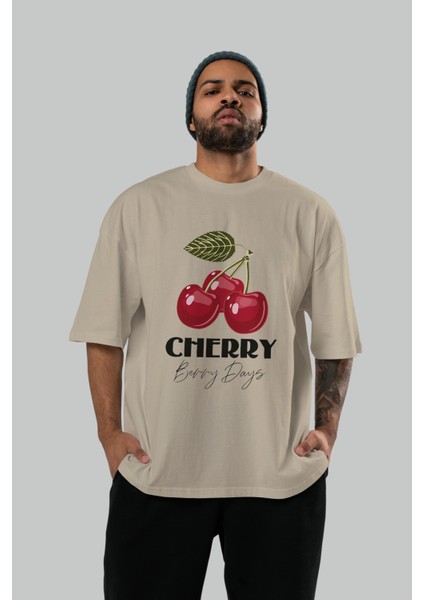 Cherry Cherries 12 Ön Baskılı Oversize T-Shirt Erkek Kadın Pamuk Bisiklet Yaka Tişort fırsatları