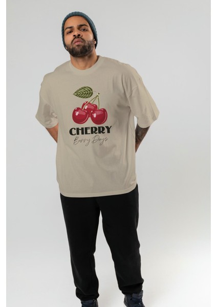 Cherry Cherries 12 Ön Baskılı Oversize T-Shirt Erkek Kadın Pamuk Bisiklet Yaka Tişort indirimleri