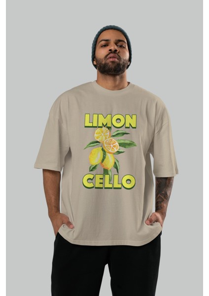Limoncello Lemon Ön Baskılı Oversize T-Shirt Erkek Kadın Pamuk Bisiklet Yaka Tişort fırsatları