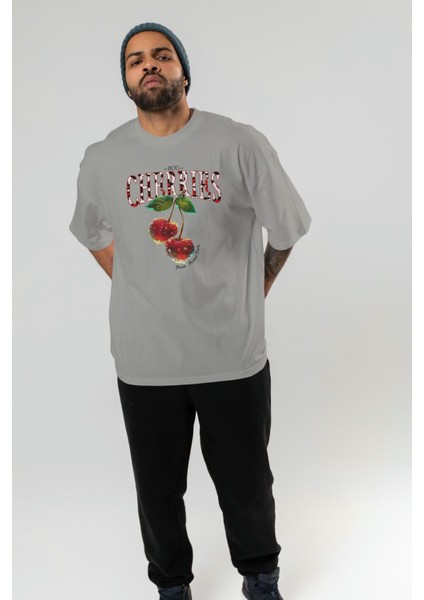 Cherry Cherries 7 Ön Baskılı Oversize T-Shirt Erkek Kadın Pamuk Bisiklet Yaka Tişort indirimleri