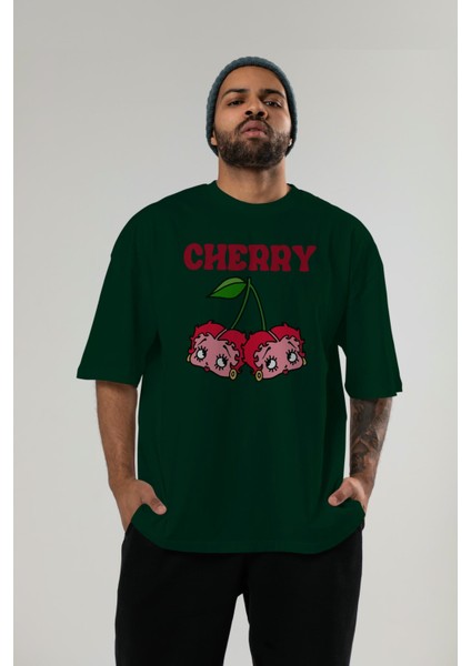 Cherry Cherries 10 Ön Baskılı Oversize T-Shirt Erkek Kadın Pamuk Bisiklet Yaka Tişort fiyatları