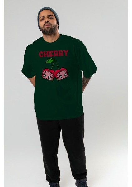 Cherry Cherries 10 Ön Baskılı Oversize T-Shirt Erkek Kadın Pamuk Bisiklet Yaka Tişort modelleri