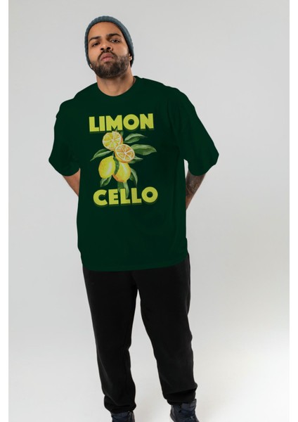 Limoncello Lemon Ön Baskılı Oversize T-Shirt Erkek Kadın Pamuk Bisiklet Yaka Tişort fırsatları
