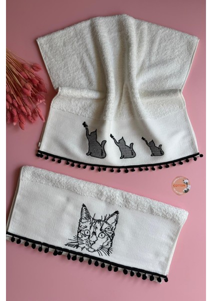 Africa Cat And Bird | 3'lü Nakışlı El Havlusu – %100 Pamuk, Şık, Etnik Tasarım Havlu Seti (50X90 Cm) modelleri