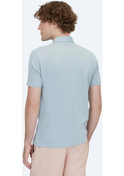 Açık Mavi Polo Yaka Pamuk Karışımlı T-Shirt fırsatları