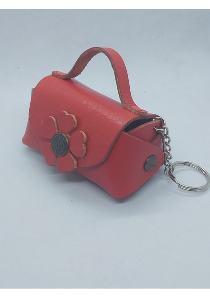 Hakiki Deri El Yapımı Kırmızı Mini Cüzdan