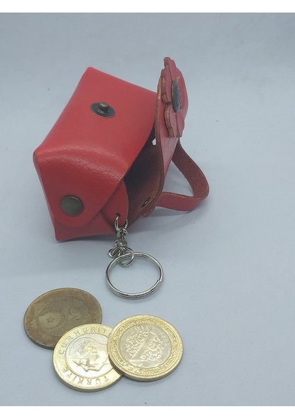 Hakiki Deri El Yapımı Kırmızı Mini Cüzdan modelleri