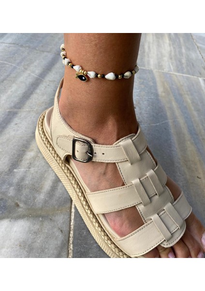 Deniz Kabuğu Balık Figürlü Gold Renkli Halhal