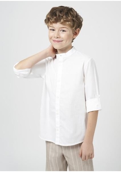 Erkek Çocuk Hakim Yaka Uzun Kol Gömlek 06121