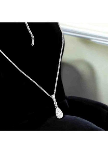 Zirkon Taşlı Damla Detaylı Çelik Kolye modelleri
